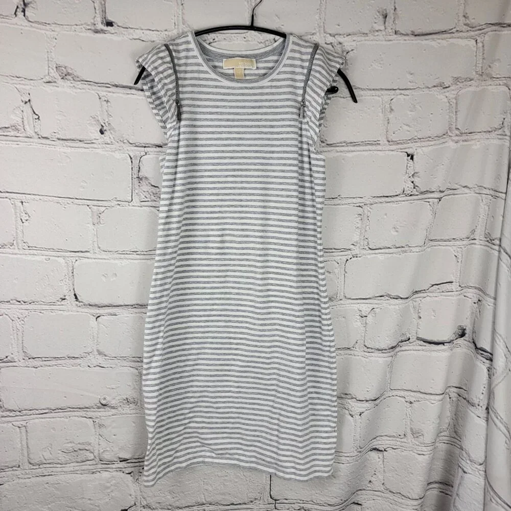 Michael Kors Womens XS Grey Striped Knit Sleeveless Dress Casual‎ wedding Guest